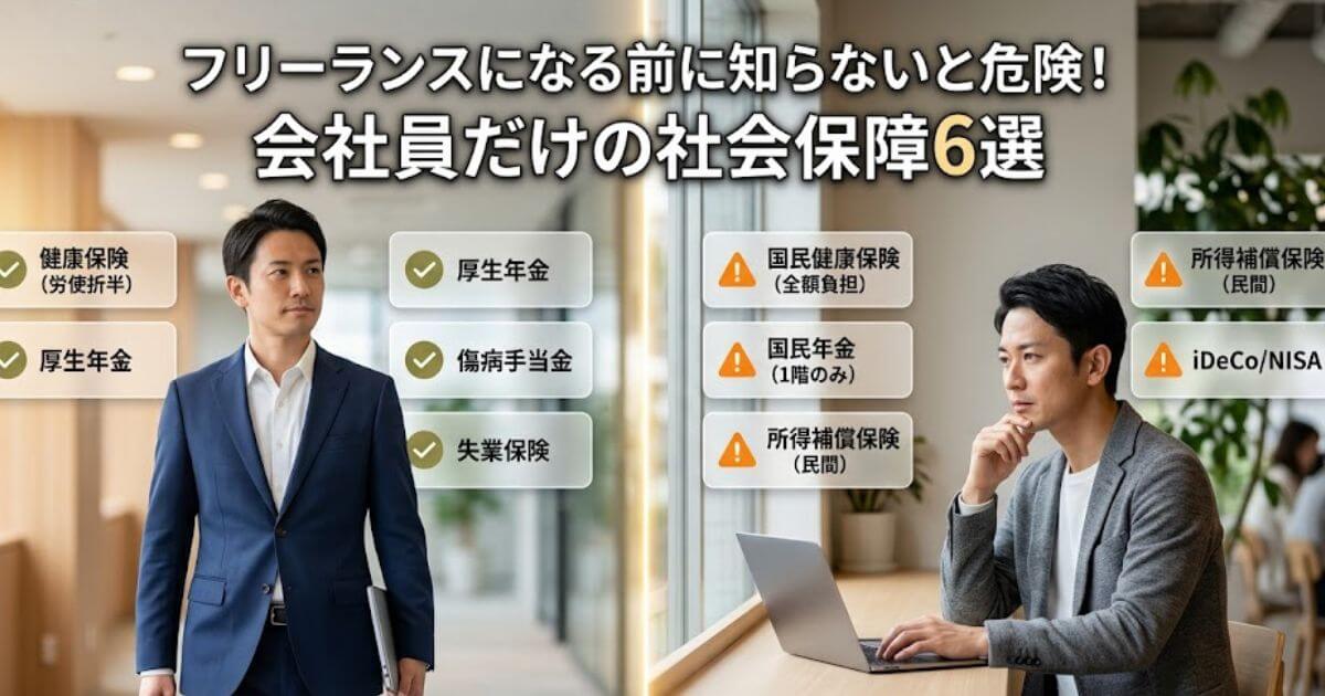 フリーランスになる前に知らないと危険！会社員だけの社会保障6選