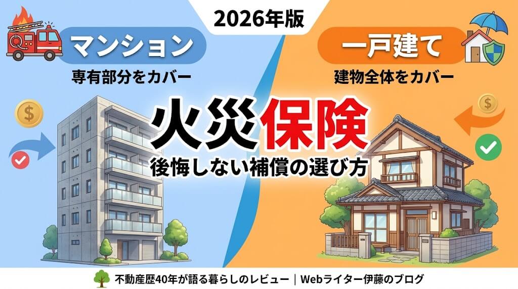 火災保険はマンションと一戸建てで何が違う？後悔しない補償の選び方【2026年版】
