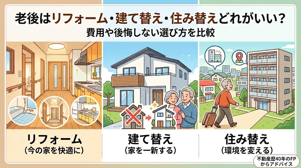老後はリフォーム・建て替え・住み替えどれがいい？費用や後悔しない選び方を比較